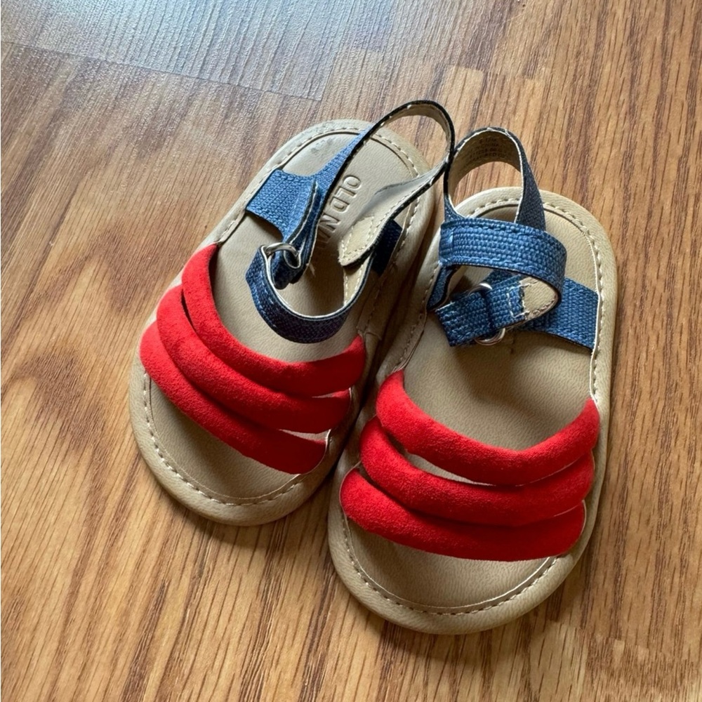 Old Navy Toddler Red & Blue Baby Sandals NWOT
